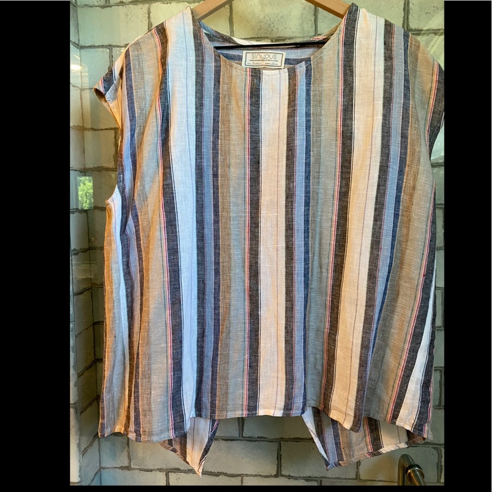 Sinuous Linen Cross Back Top, Medium, Excellent Condition!